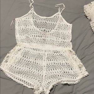 Cream swim suit coverup